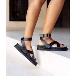 Black Strappy Ankle Sandals - Women